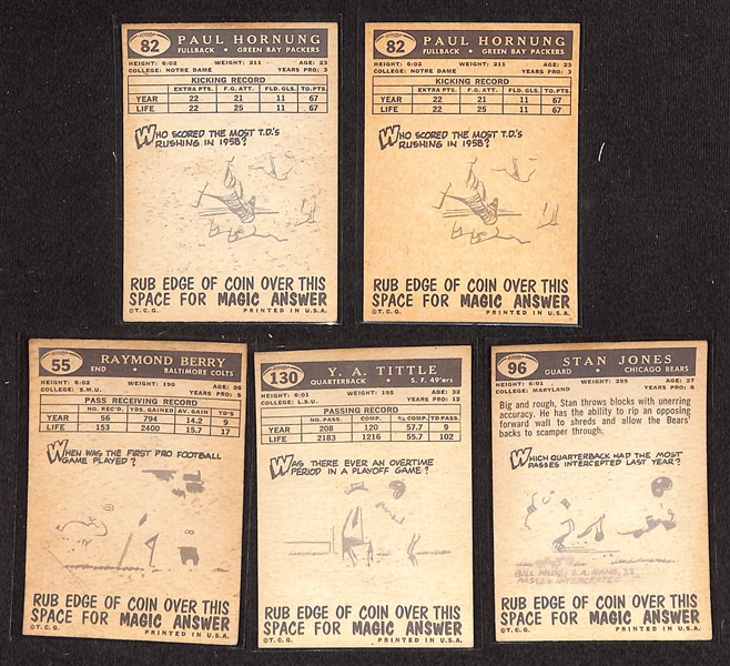  Lot of (50) 1959 Topps Football Cards w. (2) Paul Hornung Cards