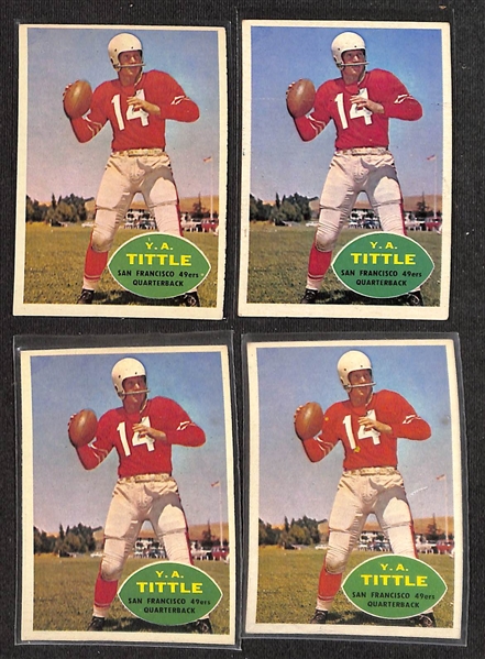 Lot of (130) 1960 Topps Football Cards w. (4) YA Tittle Cards