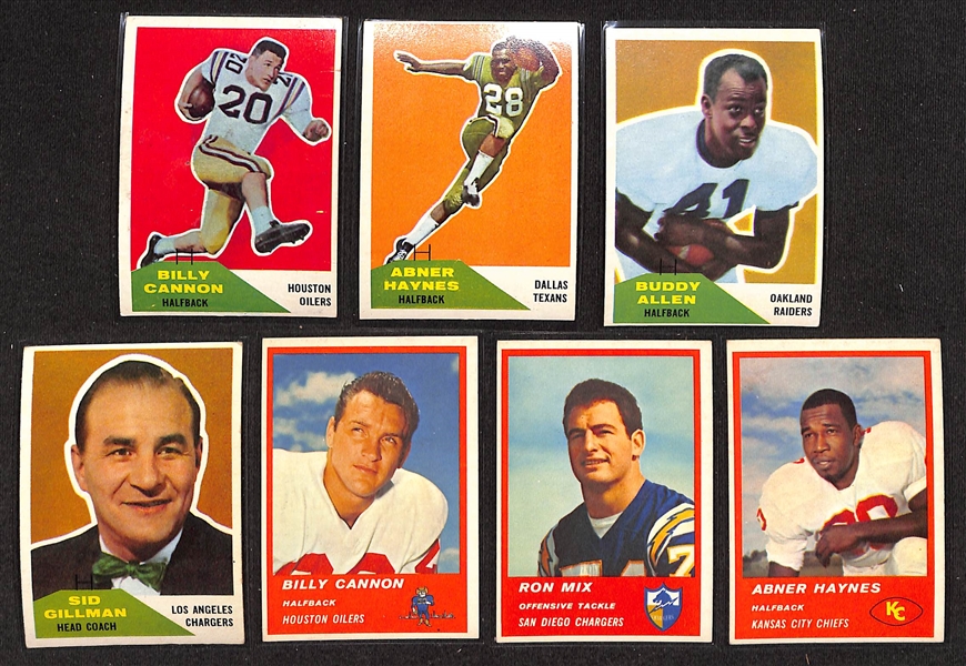  Lot of (88) 1960 Different Fleer Football & (24) Different 1963 Fleer Football Cards w. Billy Cannon