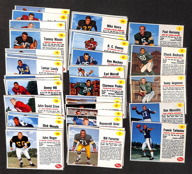  Lot of (60) Different 1962 Post Football Cards w. Fran Tarkenton Rookie Card