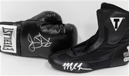 Mike Tyson Signed Title Boxing Shoe (Beckett COA) & Buster Douglas Signed Boxing Glove (JSA Auction Letter)