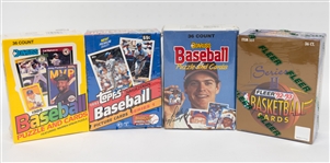 Lot of (4) Sealed Wax Boxes - 1988 Donruss Baseball, 1992-93 Fleer Basketball Series 2 (Shaquille ONeal Rookie Potential), 1989 Donruss Baseball, 1993 Topps Baseball