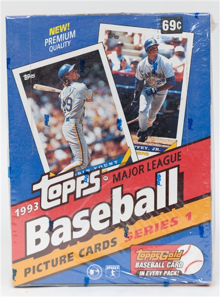 Lot of (4) Sealed Wax Boxes - 1988 Donruss Baseball, 1992-93 Fleer Basketball Series 2 (Shaquille O'Neal Rookie Potential), 1989 Donruss Baseball, 1993 Topps Baseball