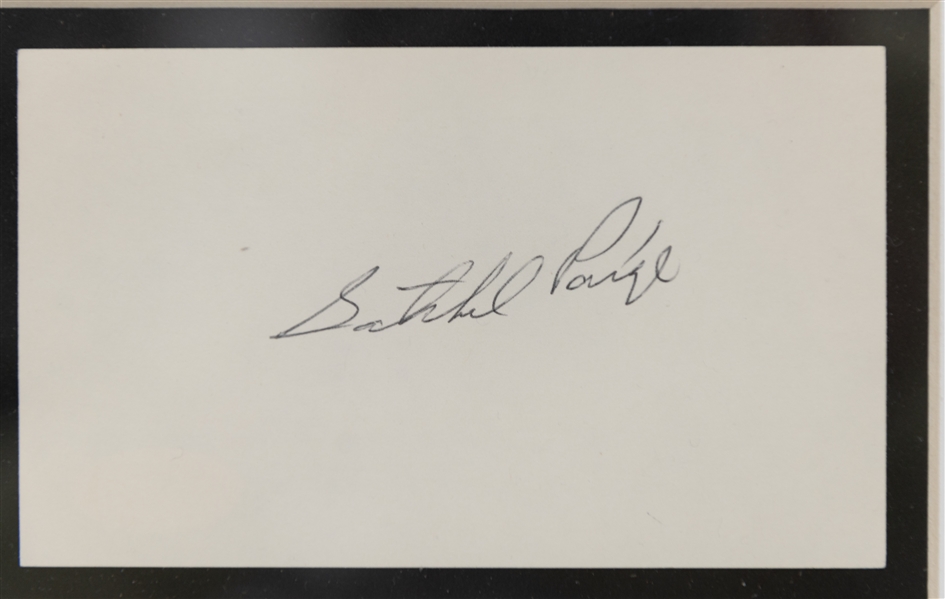Satchel Paige Signed 3x5 Index Card with a Framed Photo Display - JSA LOA