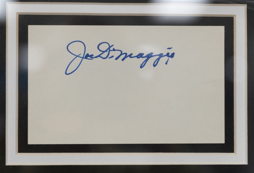 Ted Williams & Joe DiMaggio Photo Display with Signed 3x5 Index Cards of Each Hall of Famer - Full JSA LOA for Each