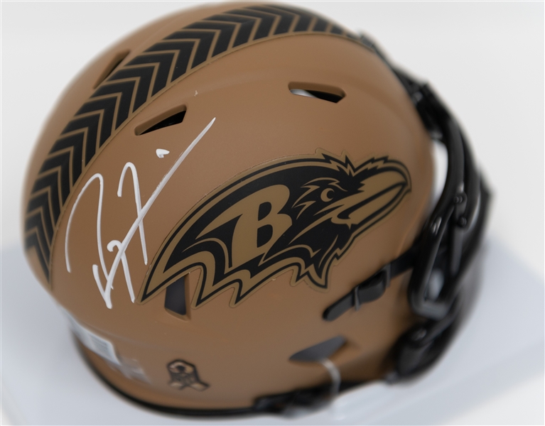 Signed Football Memorabilia Lot w. Odell Beckham Jr Custom Jersey & Ray Lewis Signed Raven's Salute to Service Helmet (both Beckett COA)