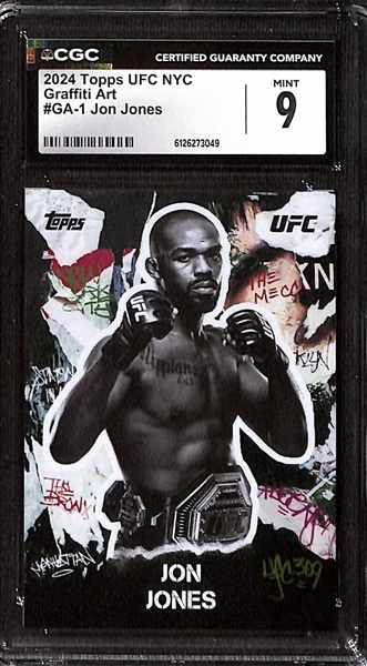 (2) Grade 9 Combat Sports Legends Lot w. Mike Tyson (HOF) & Jon Jones
