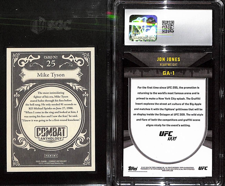 (2) Grade 9 Combat Sports Legends Lot w. Mike Tyson (HOF) & Jon Jones