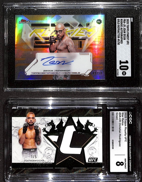 (2) Graded Serial #'d 2025 Topps UFC Cards w. Jean Silva Rookie Auto #/50 SGC 10 & Christian Rodriguez Relic #/5 CGC 8