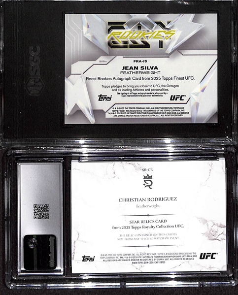 (2) Graded Serial #'d 2025 Topps UFC Cards w. Jean Silva Rookie Auto #/50 SGC 10 & Christian Rodriguez Relic #/5 CGC 8