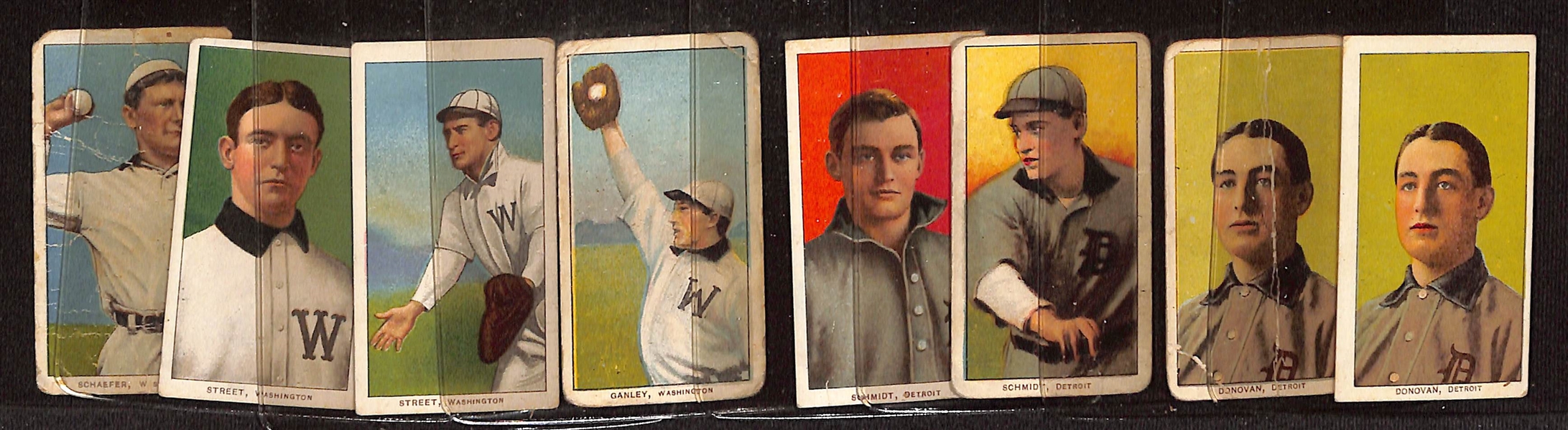 Lot of (8) T206 American League Cards w. Wild Bill Donovan