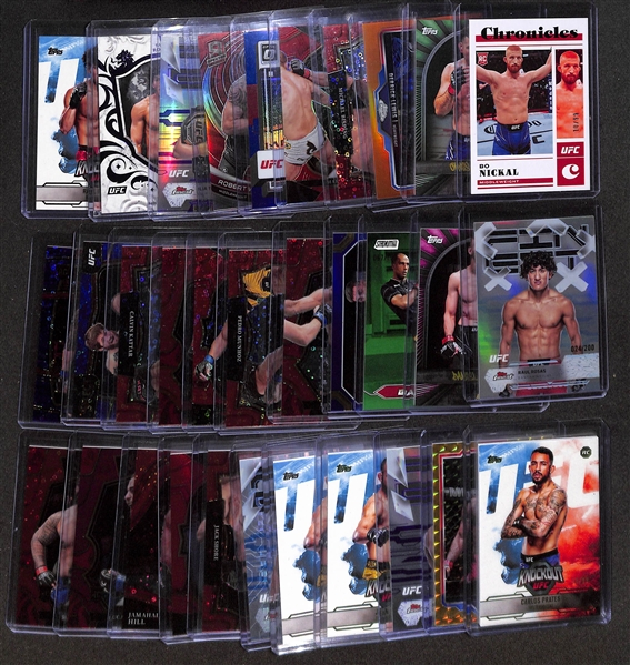 Lot of (32) Serial #'d UFC Cards w. 2023 Bo Nickal Rookie Card #/99