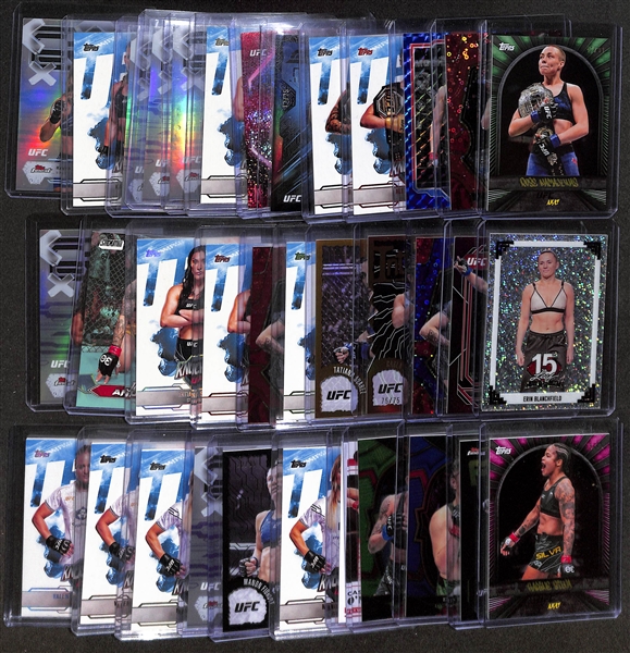 Lot of (35) Serial #'d UFC Cards w. 2024 UFC NYC Rose Namjunas #/99