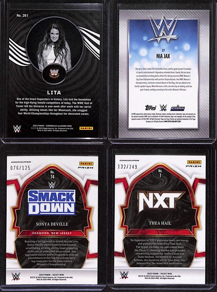 WWE Diva Lot w. Charlotte Flair Signed Mini Helmet #1/1 Fanatics COA & (4) Numbered Cards