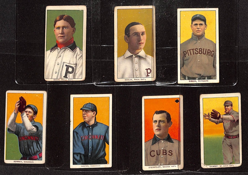 Lot of (7) T206 National League Cards - All Piedmont Backs - w. Red Dooin