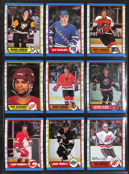 Lot of (3) Complete Hockey Sets w. 1988 Topps, 1988 O-Pee-Chee, 1989 O-Pee-Chee w. 1988 Topps Brett Hull RC