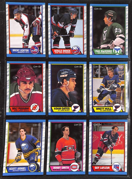 Lot of (3) Complete Hockey Sets w. 1988 Topps, 1988 O-Pee-Chee, 1989 O-Pee-Chee w. 1988 Topps Brett Hull RC