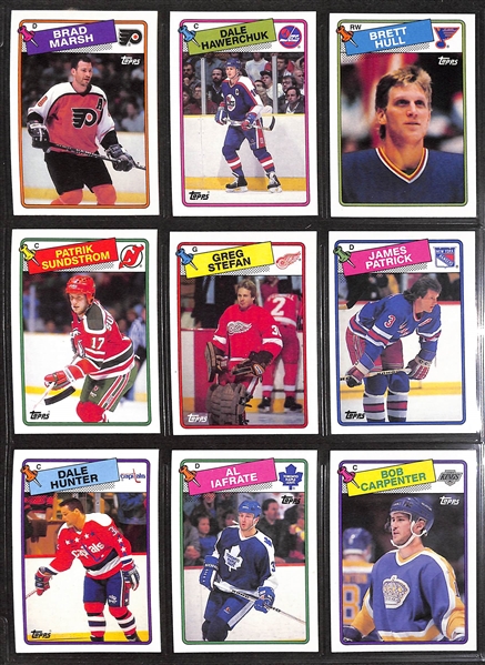 Lot of (3) Complete Hockey Sets w. 1988 Topps, 1988 O-Pee-Chee, 1989 O-Pee-Chee w. 1988 Topps Brett Hull RC