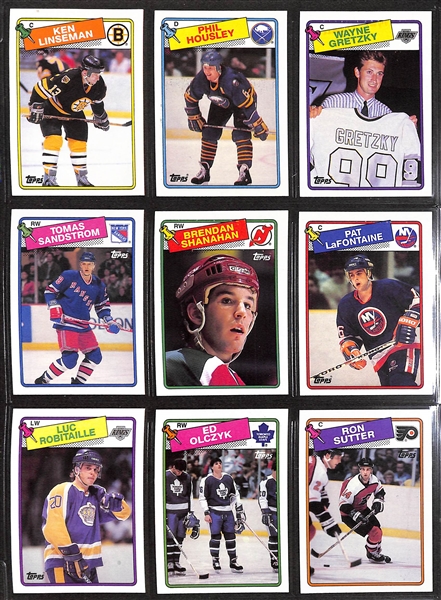 Lot of (3) Complete Hockey Sets w. 1988 Topps, 1988 O-Pee-Chee, 1989 O-Pee-Chee w. 1988 Topps Brett Hull RC