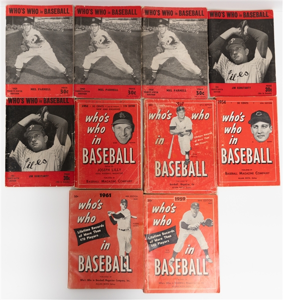 Lot of (25) 1922-61 Whos Who In Baseball Magazines & (5) Sporting News Pamphlets (1936-1940)