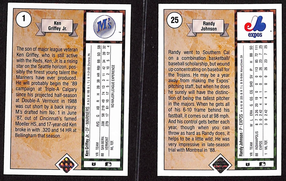 1989 & 1990 Upper Deck Complete Sets w. 1989 UD Ken Griffey Jr RC & Randy Johnson RC