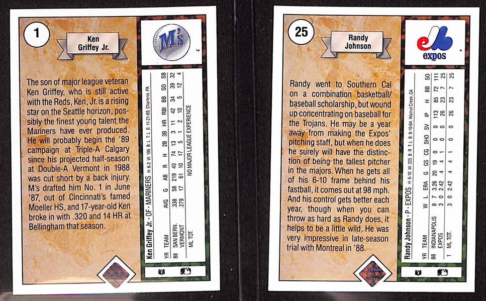 1989 & 1990 Upper Deck Complete Sets w. 1989 UD Ken Giffery Jr RC & Randy Johnson RC