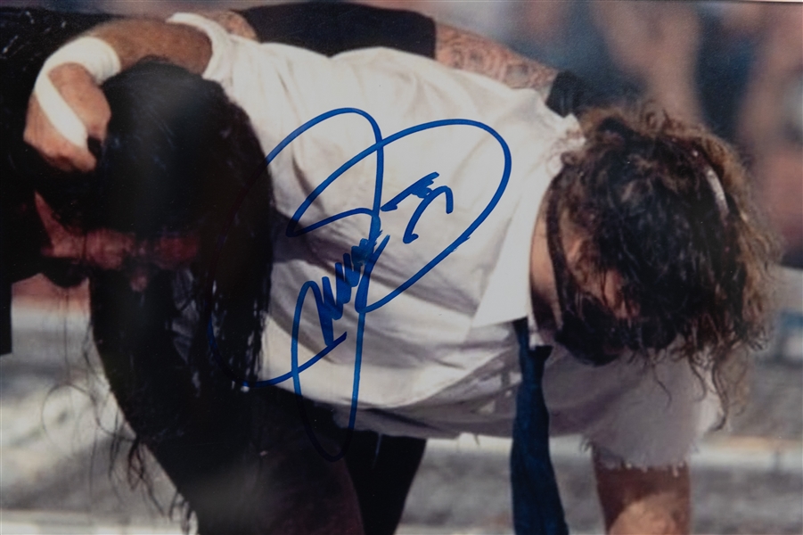Lot of (2) Hall of Famer Signed 11x14 Photos w. Mick Foley & Pete Weber (JSA COA for both)