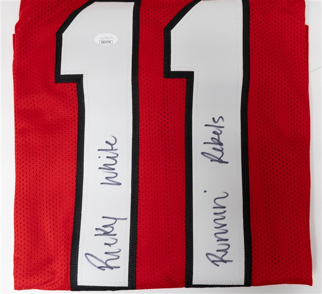 Lot of (5) College Football Signed Memorabilia w. Rudy Reuttiger, Ricky White, Frank Darby, Tylor Elsden, & Jaylin Simpson  (all JSA) 