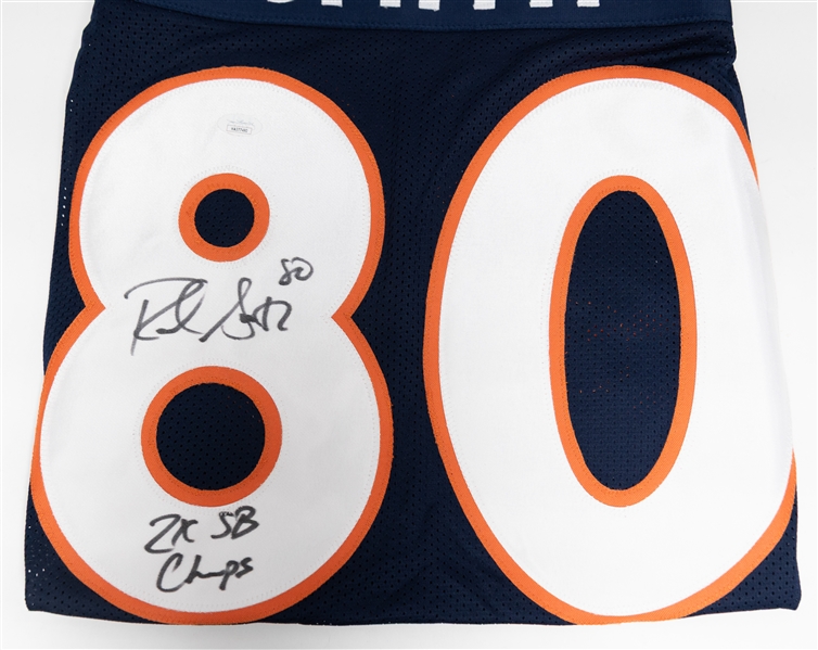 Lot of (6) Signed Custom Football Jerseys w. Daniel Jones, Rod Smith, Braden Fiske (All w. COAs)