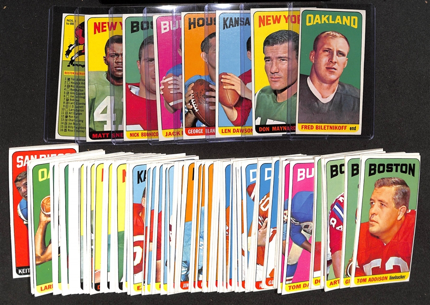 1965 Topps Football Tallboy Partial Set (145 of 176 cards) w. Mostly High-Quality Cards (Inc. Biletnikoff, Maynard, Dawson, Blanda, Kemp, Buoniconti, Snell, Checklist #1)