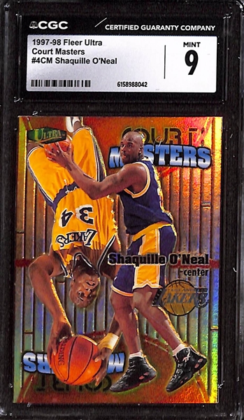 (3) CGC Graded 1997-98 Fleer Ultra Court Masters Basketball Cards w. Hall of Famers Shaquille O'Neal, Allen Iverson & Tim Duncan