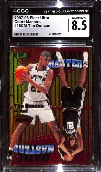 (3) CGC Graded 1997-98 Fleer Ultra Court Masters Basketball Cards w. Hall of Famers Shaquille O'Neal, Allen Iverson & Tim Duncan