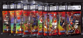 Lot of (10) CGC Graded 1997-98 Fleer Ultra Court Masters Basketball Cards w. Anfernee Hardaway, Kevin Garnett, ++