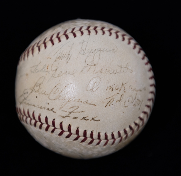 1938 Boston Red Sox Team Signed Baseball w. 15 Autographs, Inc. Jimmie Foxx, Lefty Grove, Joe Cronin, Bobby Doerr (Rookie Year), Ben Chapman, Pinky Higgins, + (JSA Auction Letter) - Comes from the...