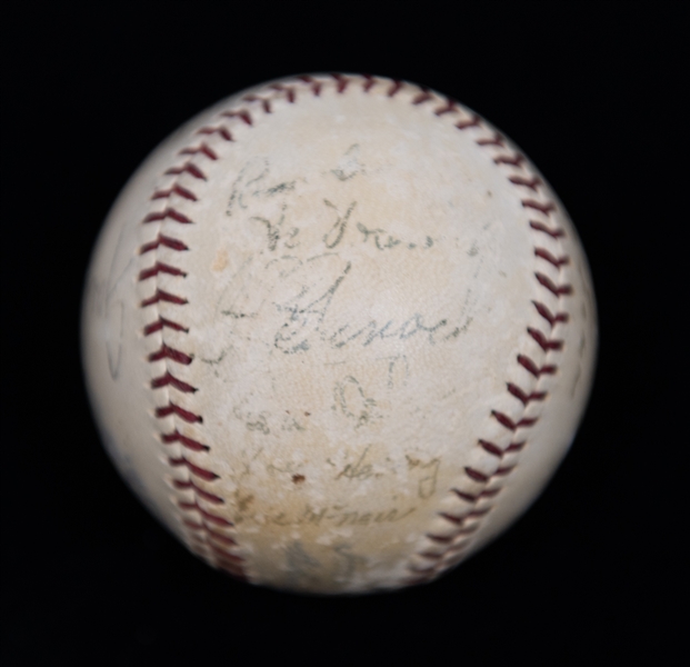 1938 Boston Red Sox Team Signed Baseball w. 15 Autographs, Inc. Jimmie Foxx, Lefty Grove, Joe Cronin, Bobby Doerr (Rookie Year), Ben Chapman, Pinky Higgins, + (JSA Auction Letter) - Comes from the...