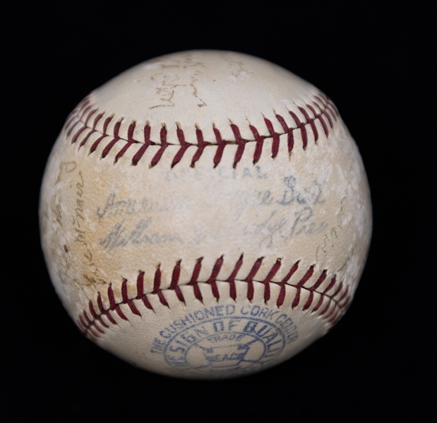 1938 Boston Red Sox Team Signed Baseball w. 15 Autographs, Inc. Jimmie Foxx, Lefty Grove, Joe Cronin, Bobby Doerr (Rookie Year), Ben Chapman, Pinky Higgins, + (JSA Auction Letter) - Comes from the...