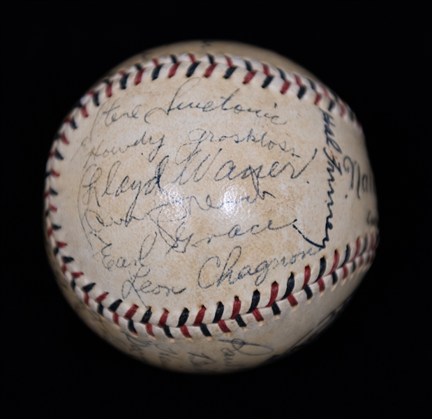 1932 Pittsburgh Pirates Team Signed Baseball w. 27 Autographs Inc. Lloyd Waner, Paul Waner, Pie Traynor, Gus Suhr, Arky Vaughan, Bill Harris, + (JSA Auction Letter) - Comes from the Estate of...