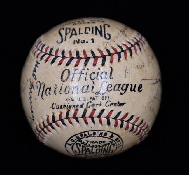 1932 Pittsburgh Pirates Team Signed Baseball w. 27 Autographs Inc. Lloyd Waner, Paul Waner, Pie Traynor, Gus Suhr, Arky Vaughan, Bill Harris, + (JSA Auction Letter) - Comes from the Estate of...