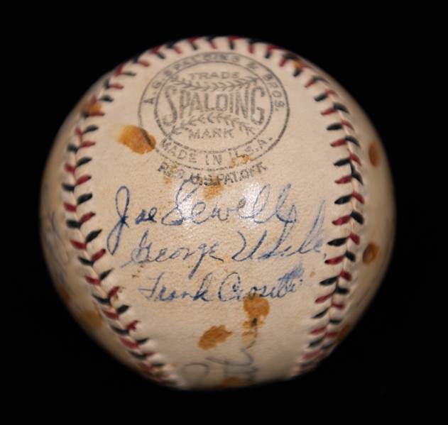 1933 New York Yankees Signed Baseball w. Babe Ruth, Earle Combs, Lefty Gomez, Joe Sewell, F. Crosetti (2x), Walker, Uhle, Chapman, Devens, + (Inc. Full JSA LOA)  - 15 Signatures - Comes from the...