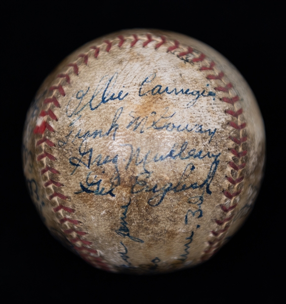 c. 1935 Buffalo Bisons Minor League Baseball Team Signed Ball w. Ray Schalk (HOF, Former 1919 Chicago Black Sox), Bill Harris, Ollie Carnegie, + (JSA Auction Letter) - Comes from the Estate of...