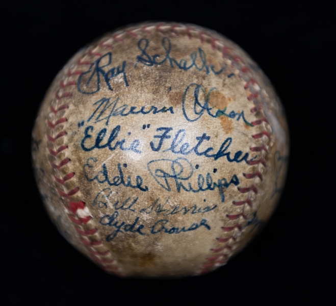 c. 1935 Buffalo Bisons Minor League Baseball Team Signed Ball w. Ray Schalk (HOF, Former 1919 Chicago Black Sox), Bill Harris, Ollie Carnegie, + (JSA Auction Letter) - Comes from the Estate of...