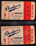 Lot of (2) 1955 World Series Game 3 & 5 Tickets - Yankees vs. Dodgers - Comes from the Estate of Former MLB Player Bill Harris