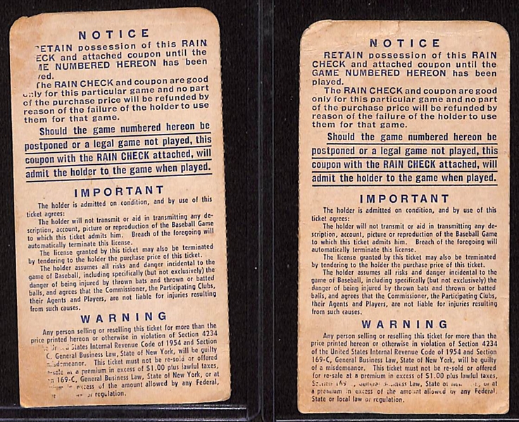 Lot of (2) 1955 World Series Game 3 & 5 Tickets - Yankees vs. Dodgers - Comes from the Estate of Former MLB Player Bill Harris