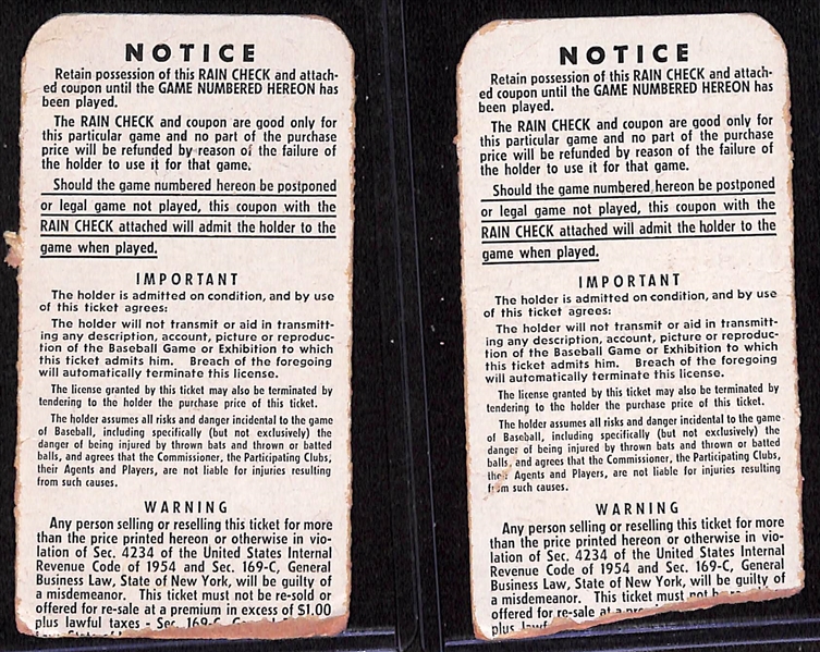 Lot of (2) 1955 World Series Game 6 Tickets - Yankees vs. Dodgers - Comes from the Estate of Former MLB Player Bill Harris