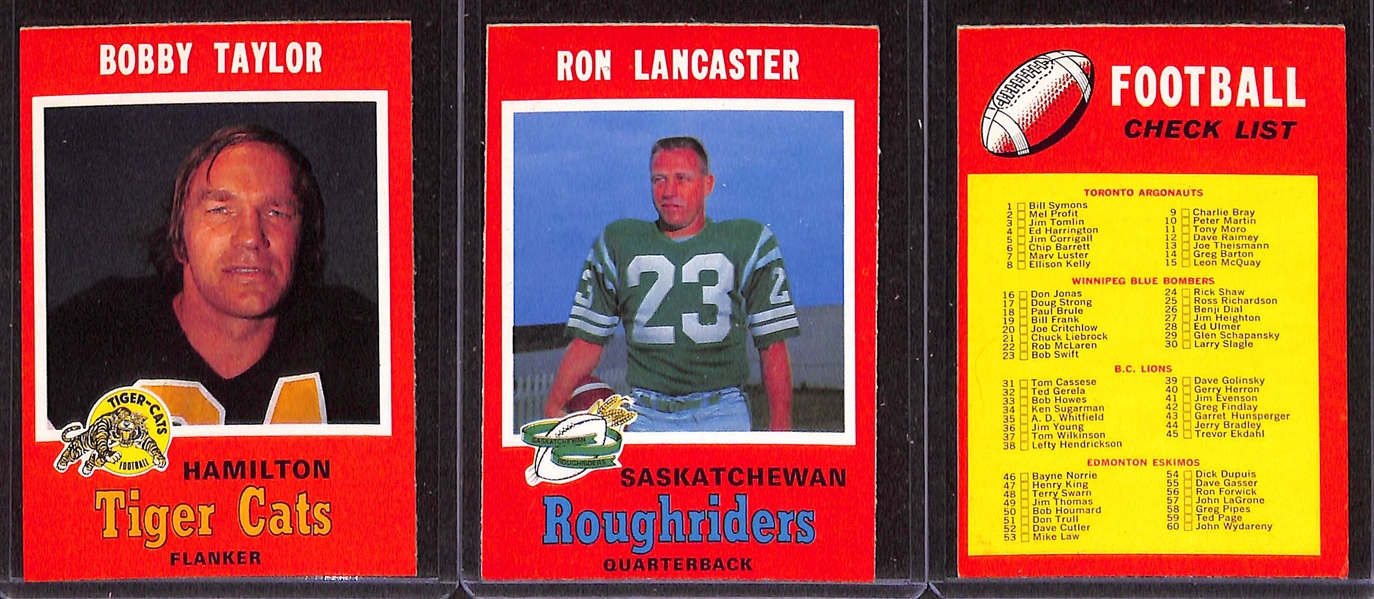 1971 O-Pee-Chee CFL Football Complete Set (All 132 Cards) w. Rare Joe Theismann Argonauts Rookie Card