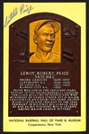 Satchel Paige Signed Hall of Fame Plaque Card (JSA Auction Letter)