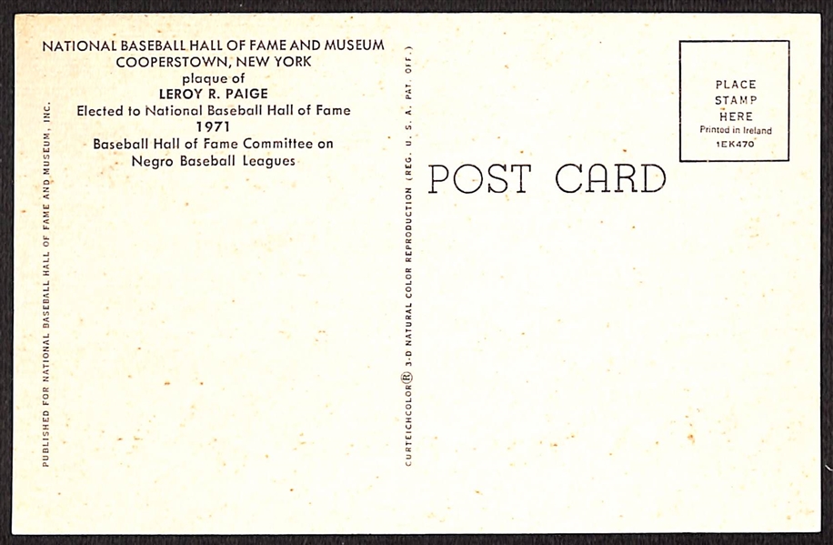 Satchel Paige Signed Hall of Fame Plaque Card (JSA Auction Letter)
