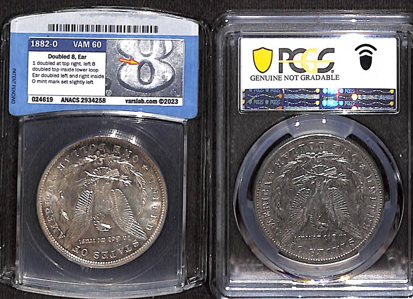 (2) Morgan Silver Dollars - 1882-O AU58 & 1884 PCGS Genuine VF 