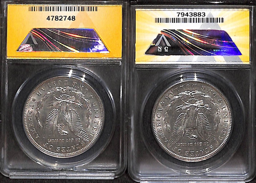 (2) Morgan Silver Dollars - 1883 AU58 & 1883 AU50