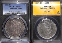 (2) Morgan Silver Dollars - 1886-O PCGS-XF & 1887-O AU50